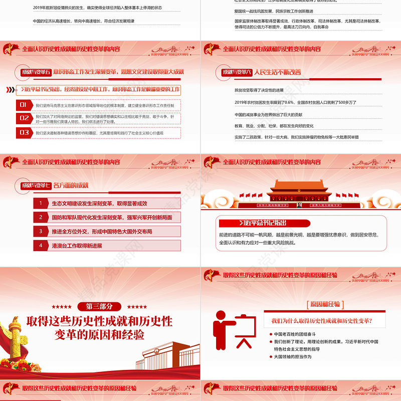 党的十八大以来的历史性成就和变革PPT2021党政风建党100周年党史学习教育专题党课PPT