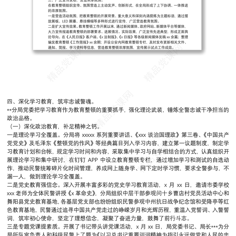 年公安队伍教育整顿工作总结