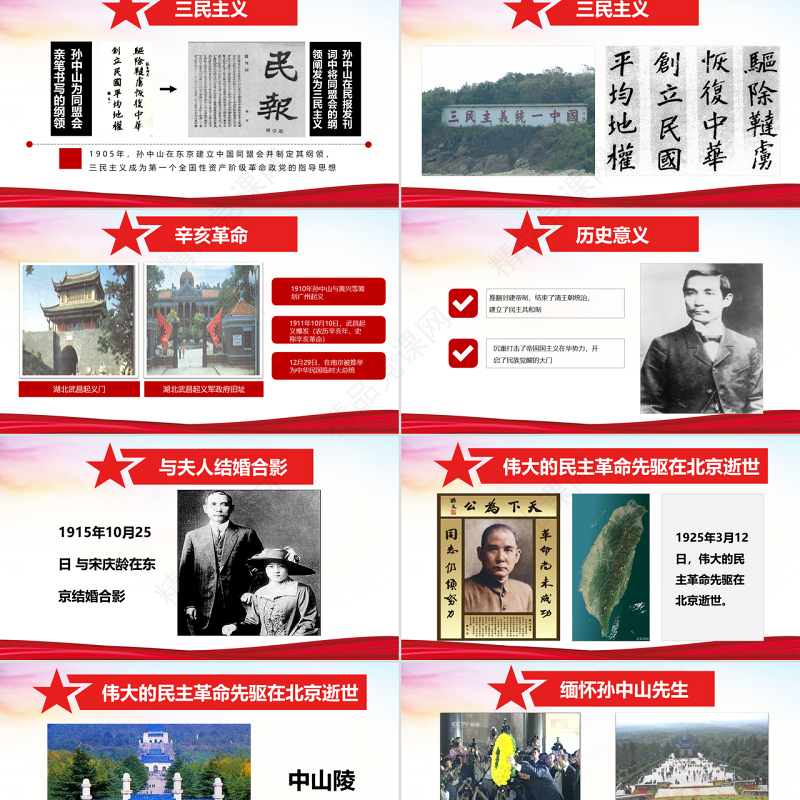 原创孙中山诞辰日逝世纪念日辛亥革命PPT模板-版权可商用