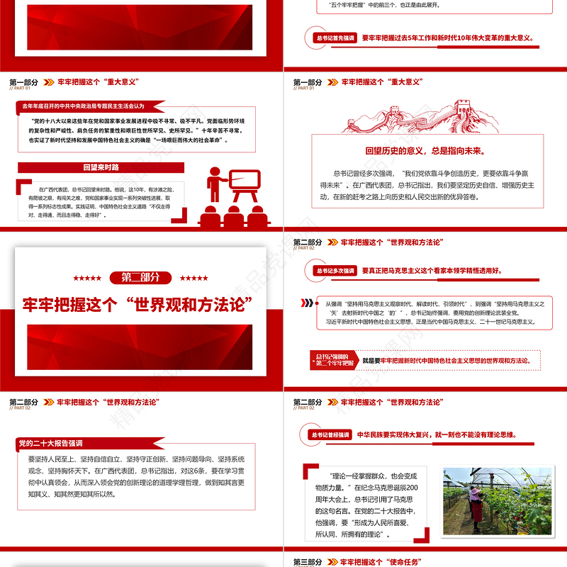 五个牢牢把握PPT党政风简约风如何学习贯彻党的二十大精神专题微党课课件