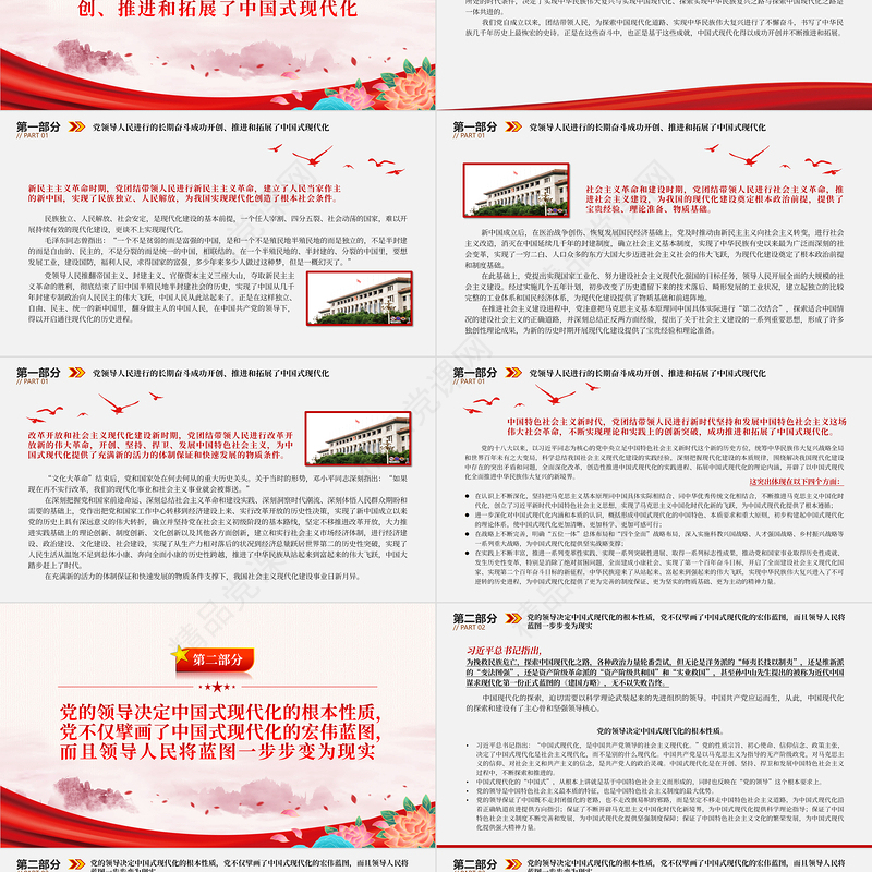 2023党的领导与中国式现代化PPT精品风党员干部学习教育专题党课课件