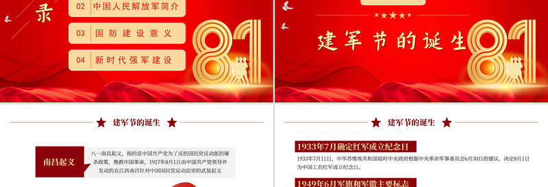 大气精美强国必须强军军强才能国安PPT八一建军节热烈庆祝建军98周年专题课件下载