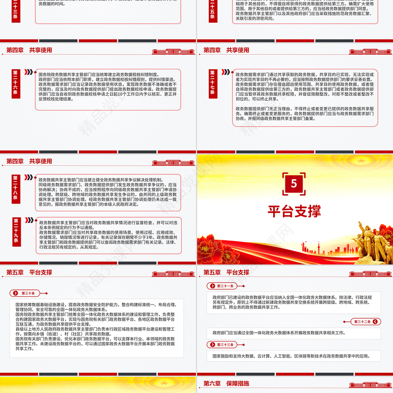 红色简洁《政务数据共享条例》PPT法律法规课件模板