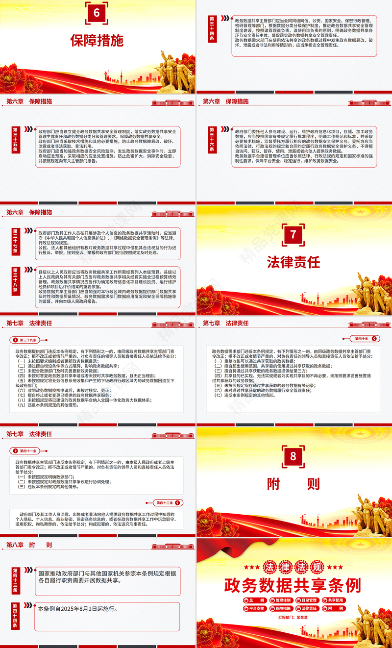 红色简洁《政务数据共享条例》PPT法律法规课件模板