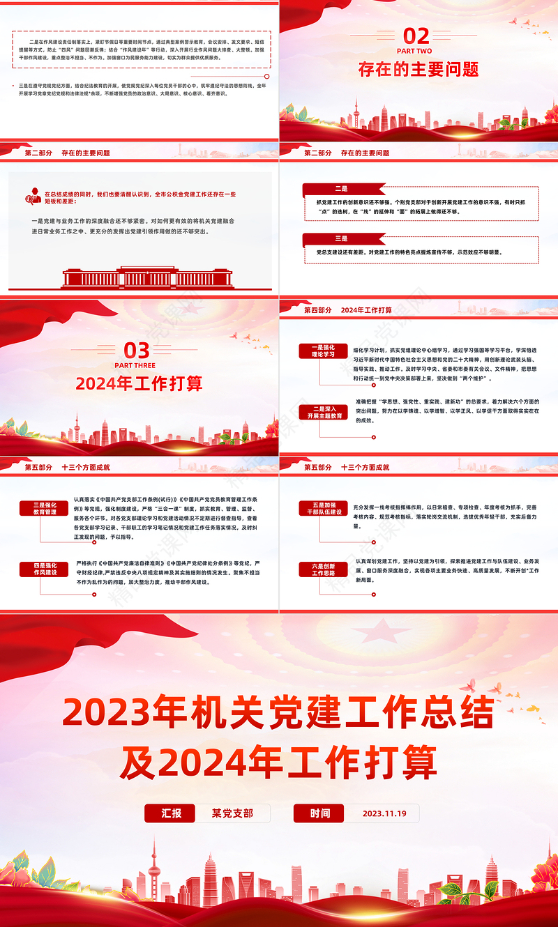 优质实用党建工作总结暨工作计划PPT党政机关党建年终工作总结汇报专题课件模板
