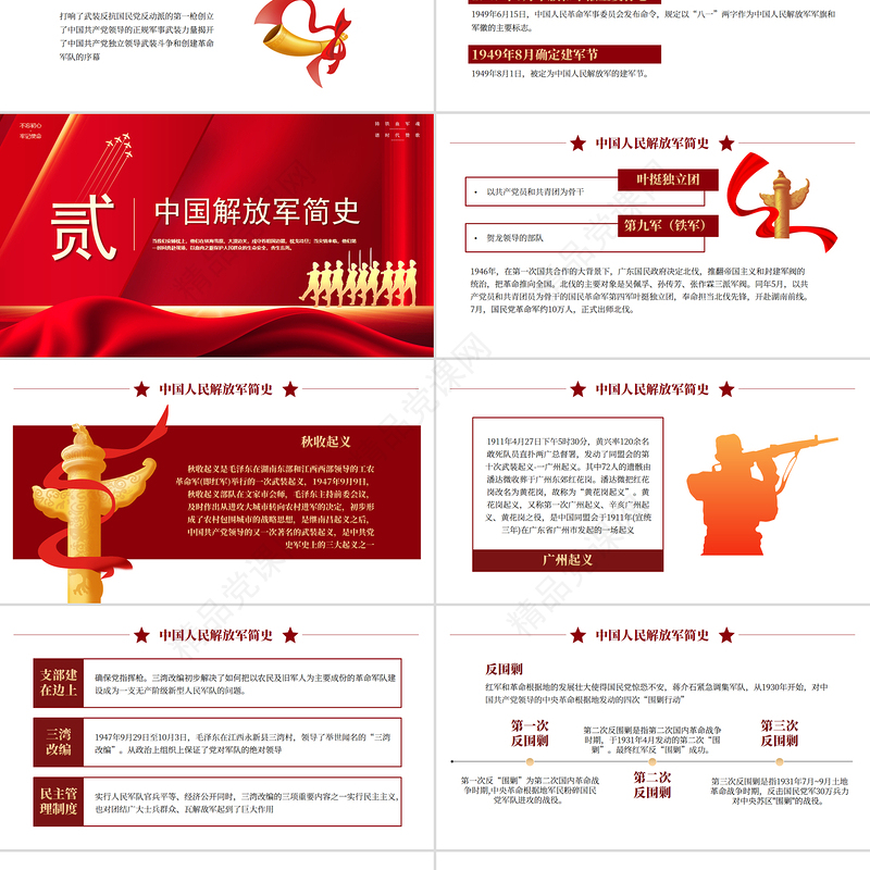 红色简洁风八一建军节PPT热烈庆祝中国人民解放军建军98周年党课下载