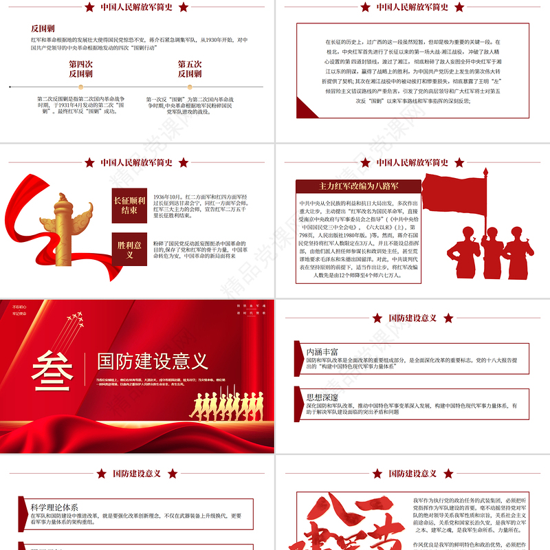 红色简洁风八一建军节PPT热烈庆祝中国人民解放军建军98周年党课下载