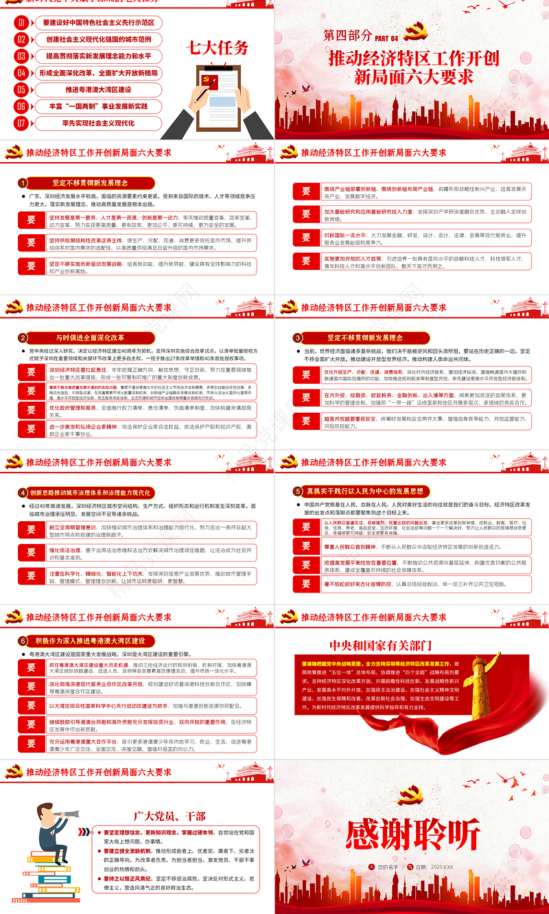 党政风质感地域党课之深圳经济特区建立40周年重要讲话深圳党课PPT模板