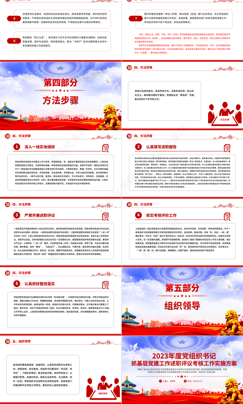 党政风年终党组织书记抓基层党建工作述职评议考核方案PPT模板