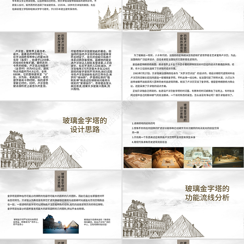 巴黎卢浮宫介绍PPT模板