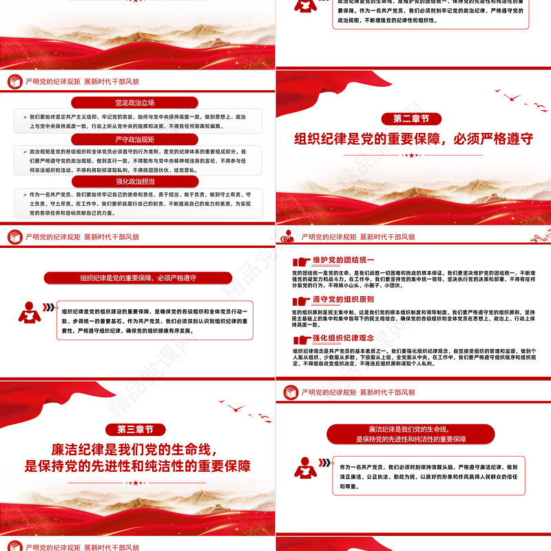 大气精美严明党的纪律规矩展新时代干部风貌PPT党政风党纪学习教育课件