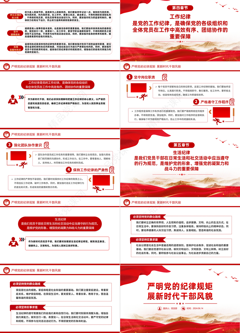 大气精美严明党的纪律规矩展新时代干部风貌PPT党政风党纪学习教育课件