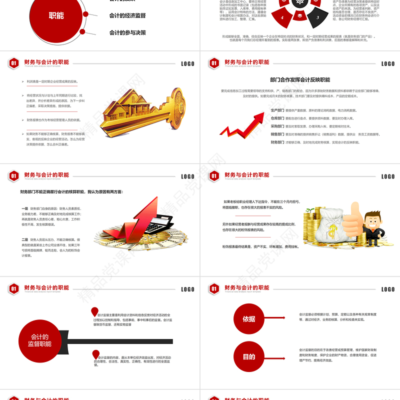 2021会计财务管理培训财务汇报红色简约商务PPT模板