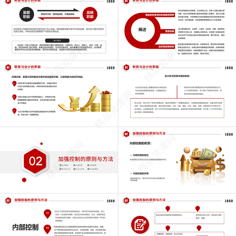 2021会计财务管理培训财务汇报红色简约商务PPT模板