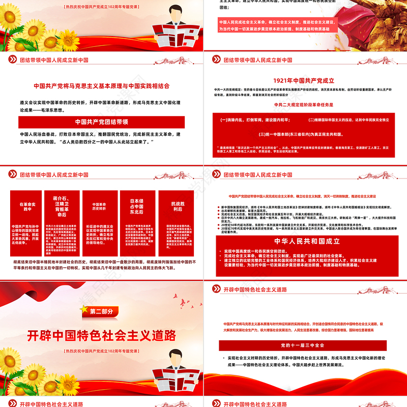 2023迎七一重温党史PPT优质党政风热烈庆祝中国共产党建党102周年专题党课课件模板