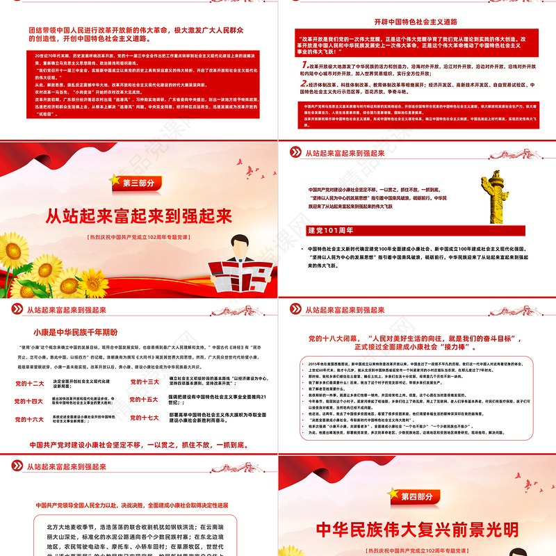 2023迎七一重温党史PPT优质党政风热烈庆祝中国共产党建党102周年专题党课课件模板