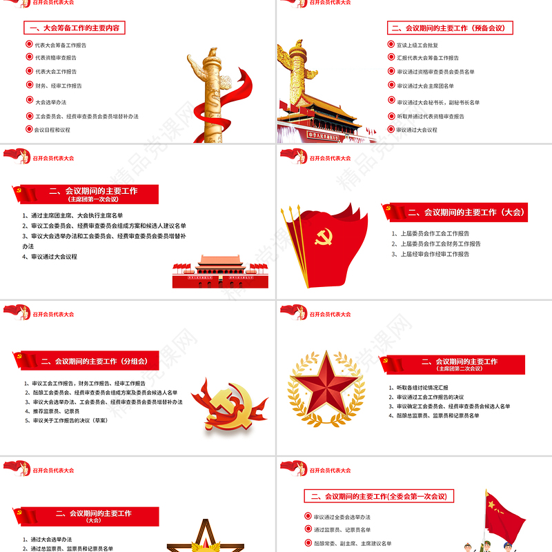 工会换届选举流程PPT简约党政风基层工会组织换届选举的主要程序党课课件