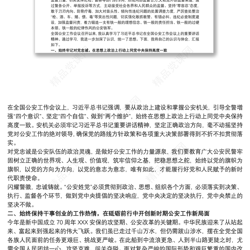 学习全国公安工作会议精神心得体会三篇