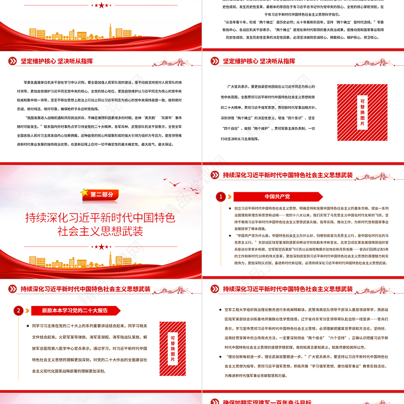 2022始终做党和人民完全可以信赖的英雄军队PPT红色精美风解放军和武警部队认真学习、深刻领会党的二十大精神专题党课党建课件