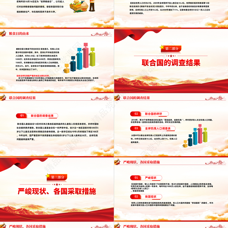 保障粮食供给端牢中国饭碗PPT红色党建风世界粮食日宣传周主题课件模板下载