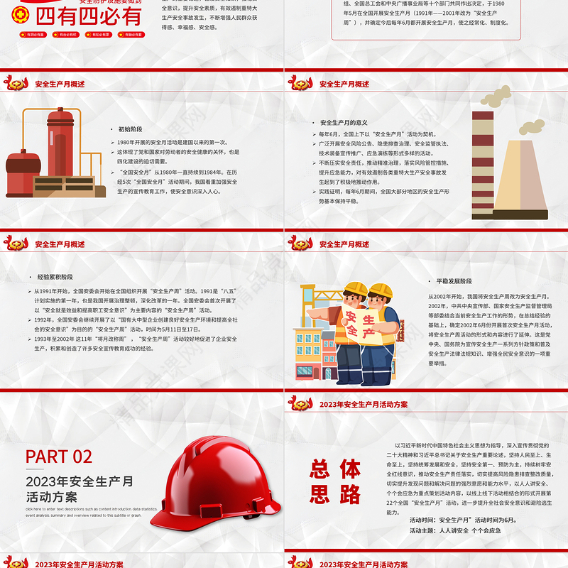 2023安全月PPT红色创意人人讲安全个个会应急安全生产月宣传模板课件