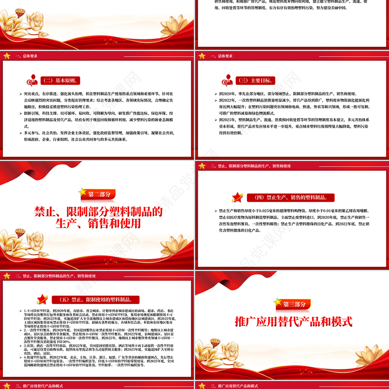 红色简洁风国家发展改革委生态环境部关于进一步加强塑料污染治理的意见PPT