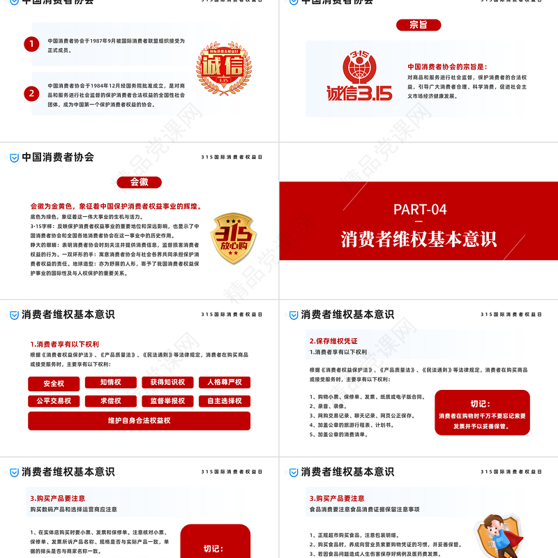 2024诚信护航共铸消费和谐PPT红色简约风315国际消费者权益日主题模板课件