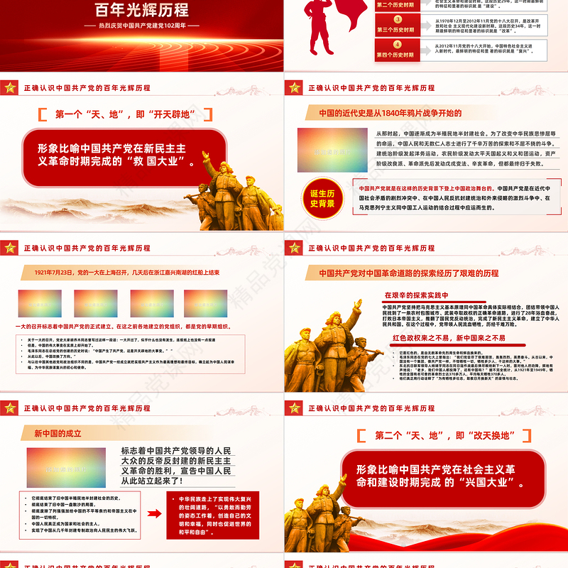 2023学好百年党史凝聚奋进力量PPT精品风七一建党节庆祝建党102周年专题党史党课课件模板
