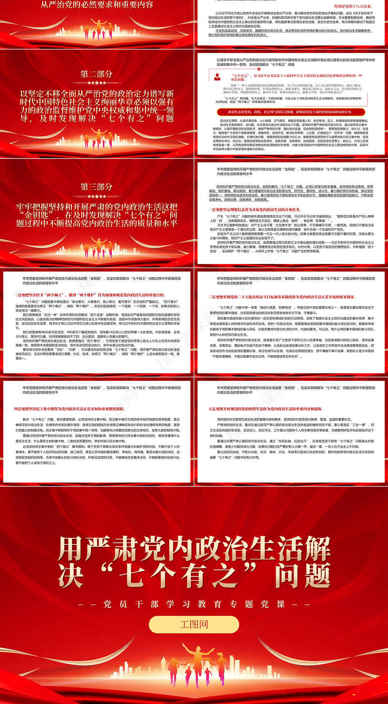 用严肃党内政治生活解决“七个有之”问题PPT党政风优质风党员干部学习教育专题党课党建课件