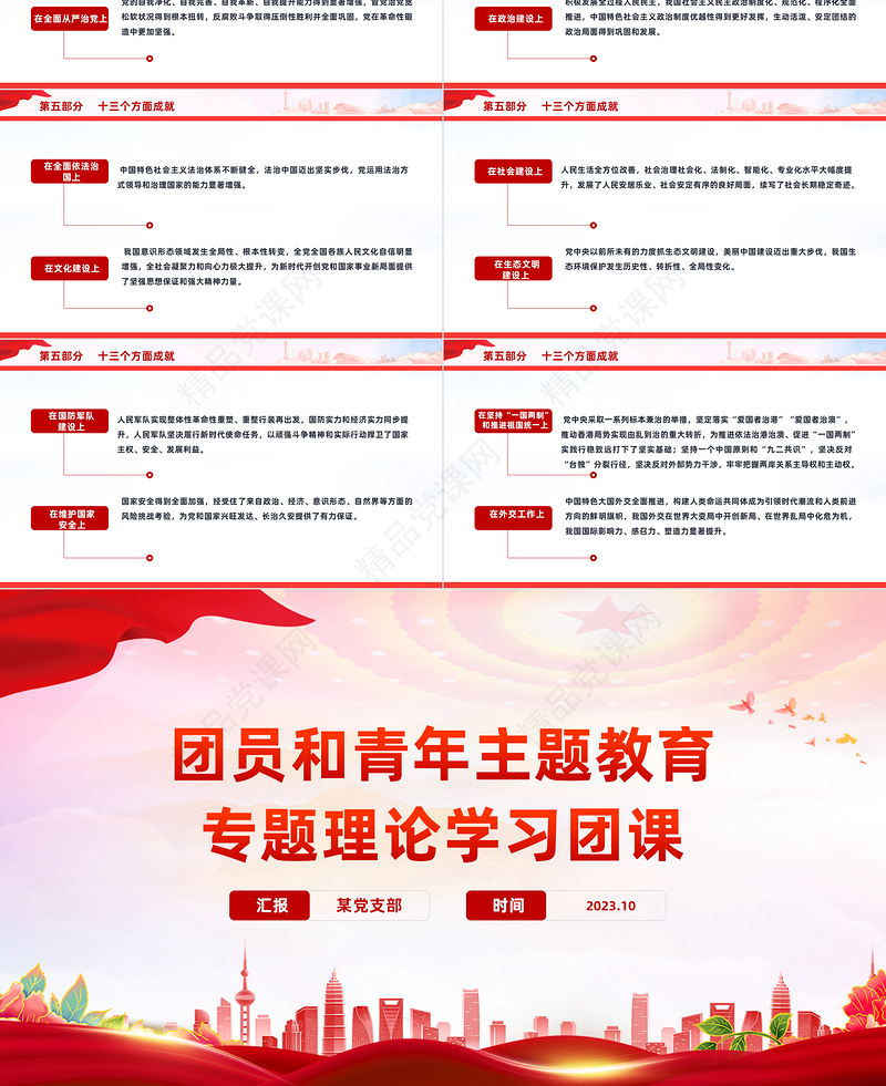 想旗帜主题团课PPT简约风团员和青年主题教育4+1专题理论学习团课下载
