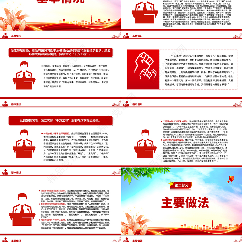 2023总结推广浙江“千万工程”经验PPT党政风优质推动学习贯彻习近平新时代中国特色社会主义思想走深走实党课