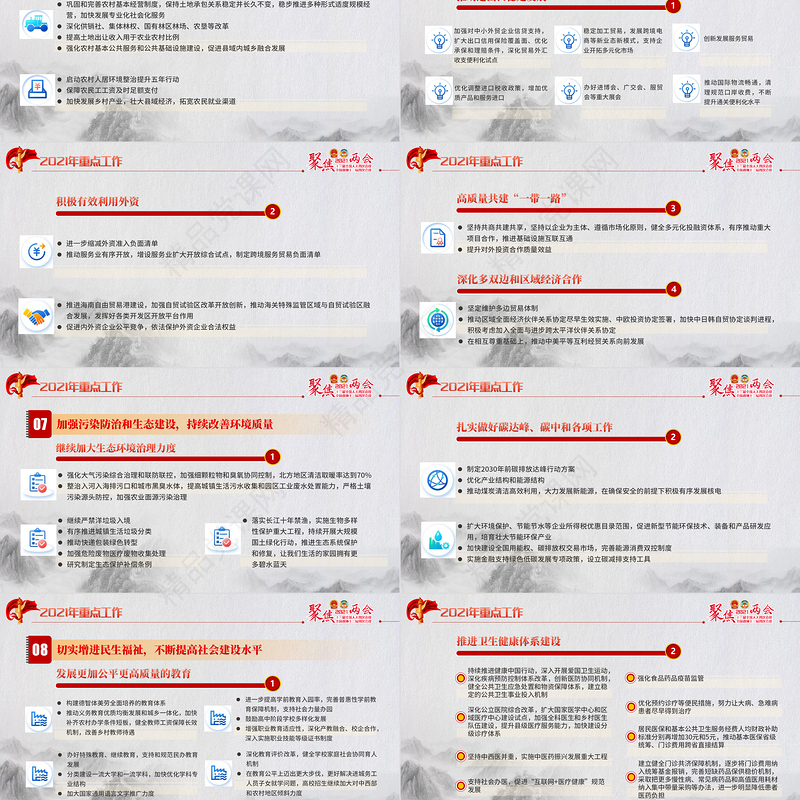 聚焦全国两会贯彻落实政府工作报告党课PPT