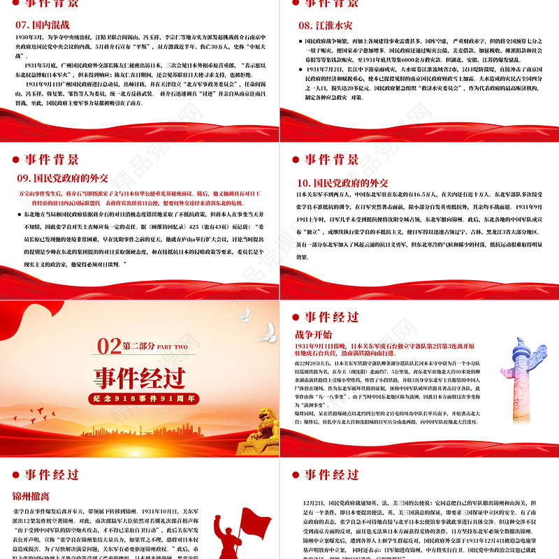 918事件91周年纪念日PPT党政风纪念918事件91周年勿忘国耻警钟长鸣党课课件模板