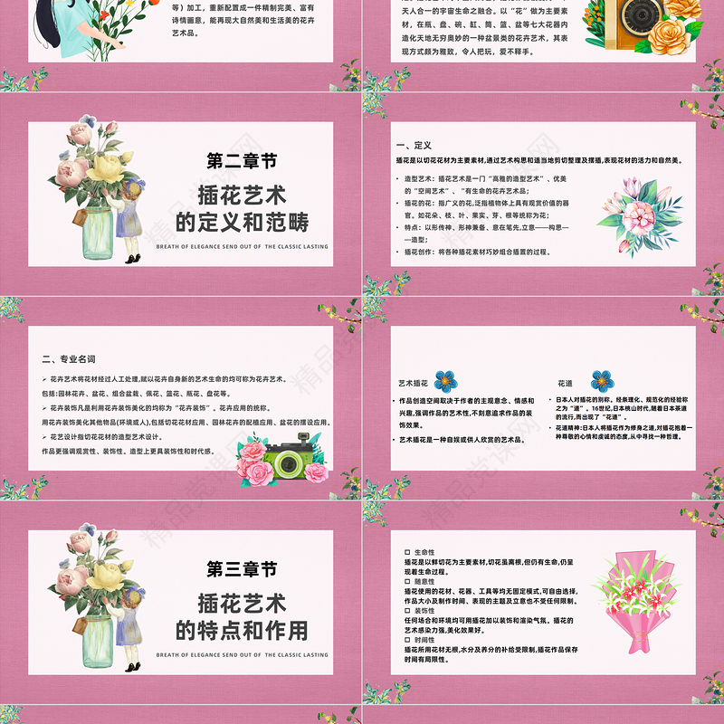 2024插花艺术PPT绿色清新风花艺培训教育课件下载