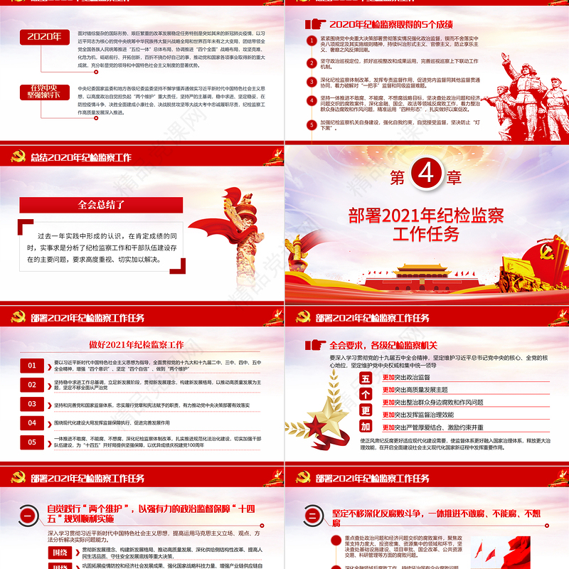 红色简约党建风十九届中央纪律检查委员会第五次全体会议公报PPT