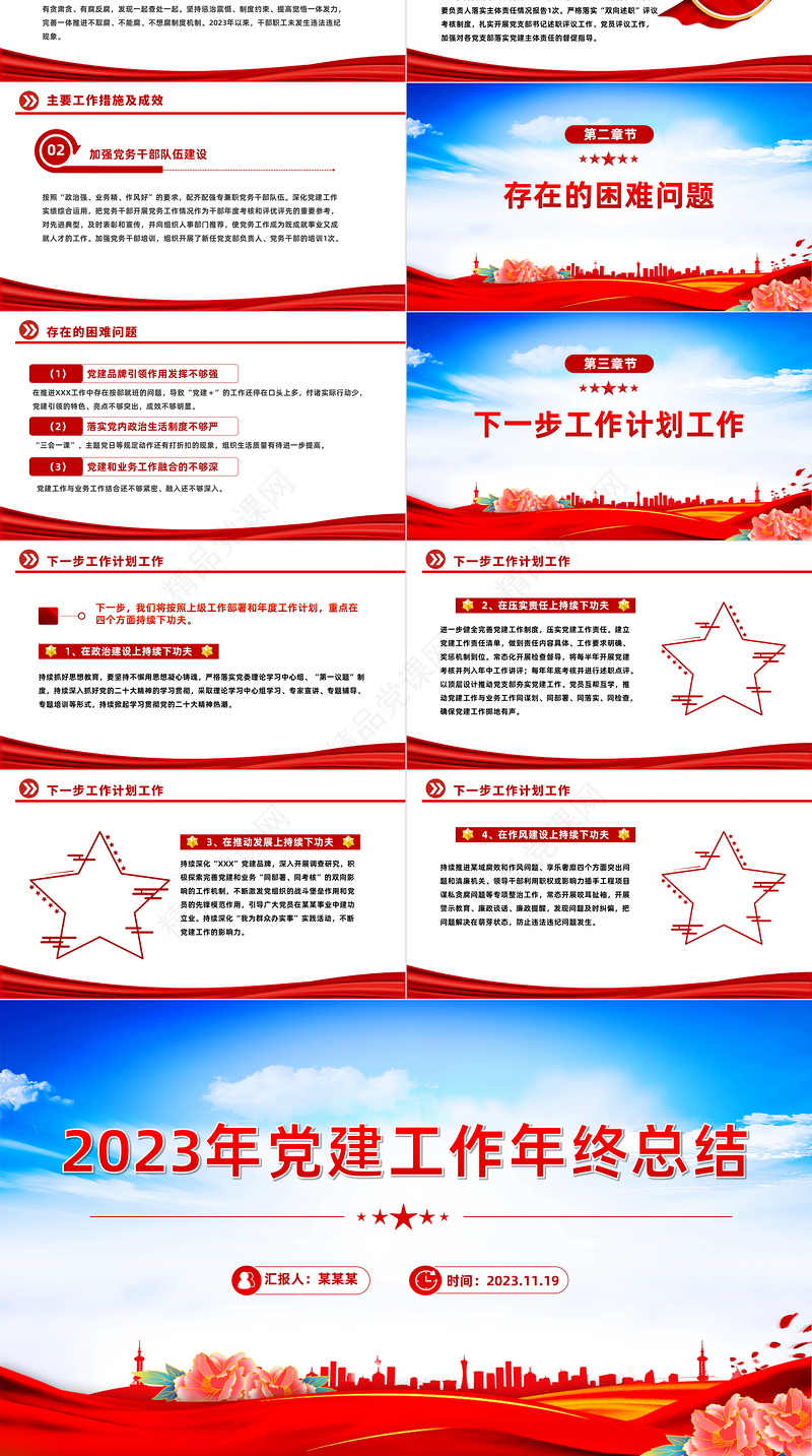 机关党建工作总结PPT2023单位年终工作总结汇报专题课件模板
