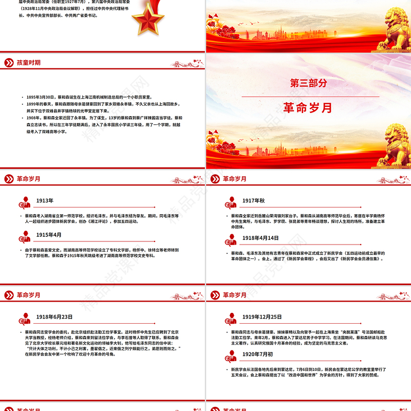 大气精美革命先驱蔡和森PPT党史中的青年榜样系列课件