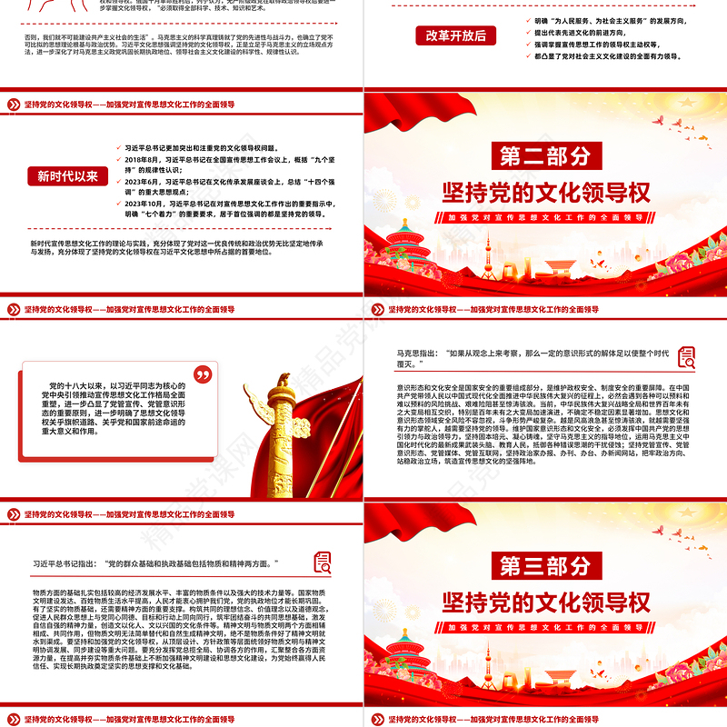 大气精美坚持党的文化领导权PPT党政风意识形态工作党课课件