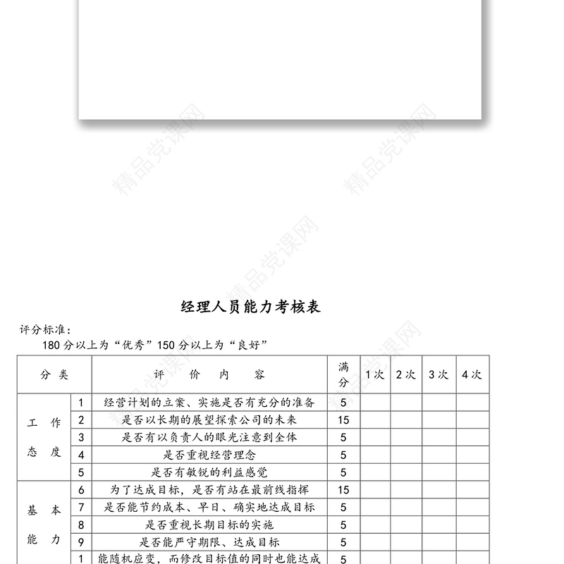 企业考核表格大全