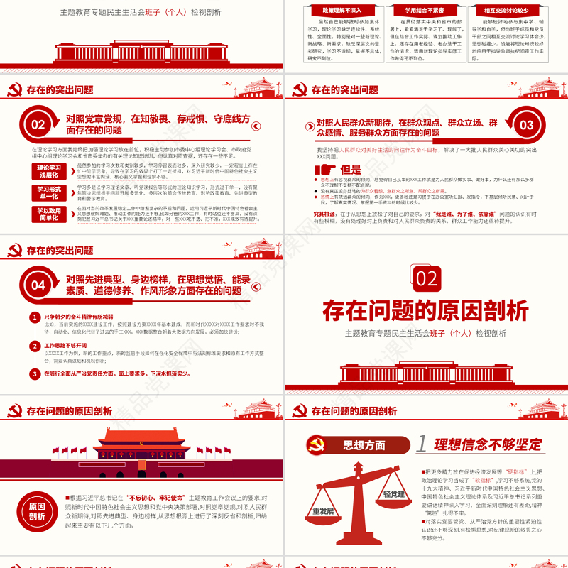 原创主题教育专题民主生活会党组班子个人检视剖析ppt