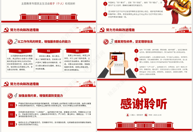 原创主题教育专题民主生活会党组班子个人检视剖析ppt
