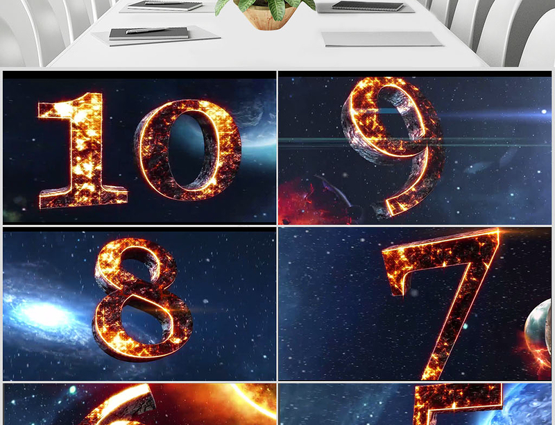 3D震撼10秒倒计企业年会片头PPT模板