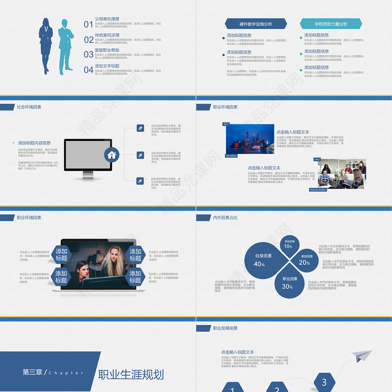 2024大学生职位生涯规划PPT蓝色精美职业发展课件下载