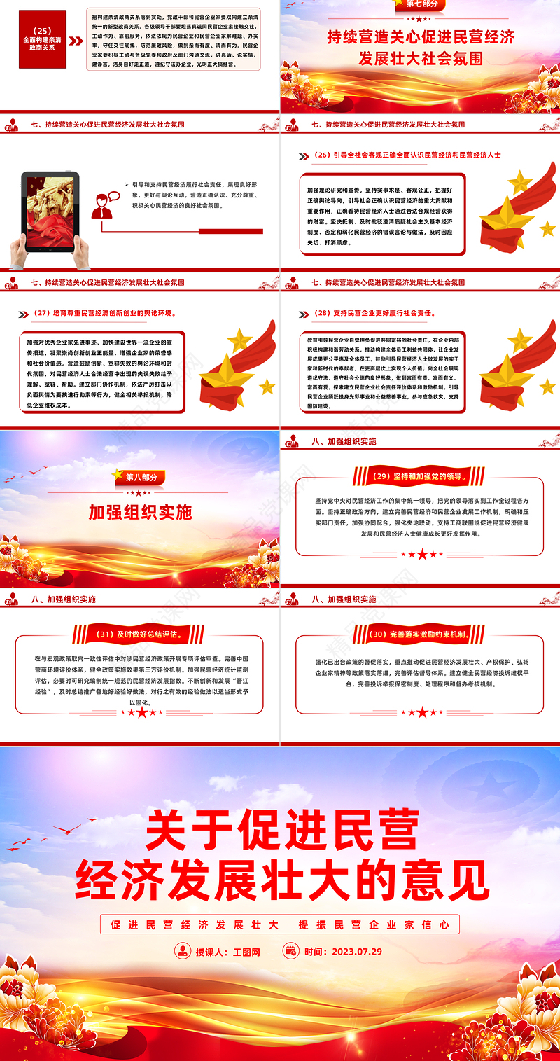 关于促进民营经济发展壮大的意见PPT党建风促进民营经济发展壮大提振民营企业家信心专题党课