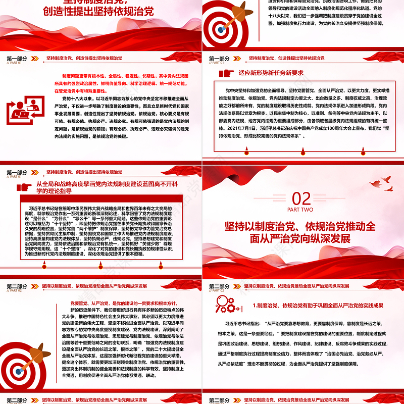 坚持制度治党、依规治党的党建思想ppt红色经典习近平新时代党建思想党组织主题课件
