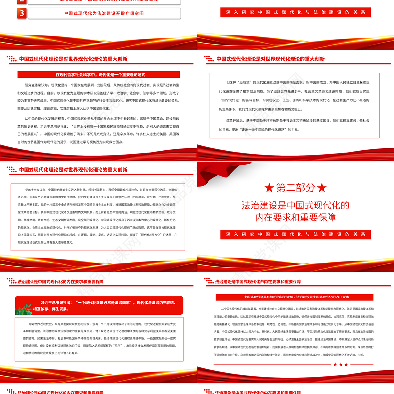 2023深入研究中国式现代化与法治建设的关系PPT大气精美风党员干部学习教育专题党课课件