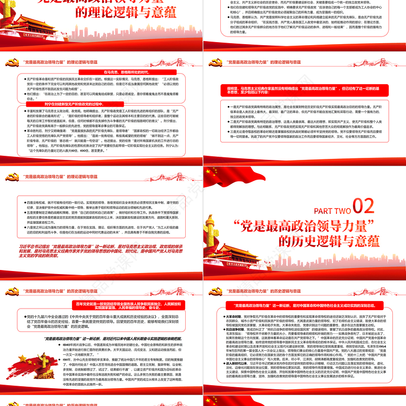 “党是最高政治领导力量”的逻辑与意蕴PPT党政风党员干部学习教育专题党课