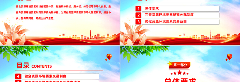 简洁大气关于健全资源环境要素市场化配置体系的意见PPT课件下载