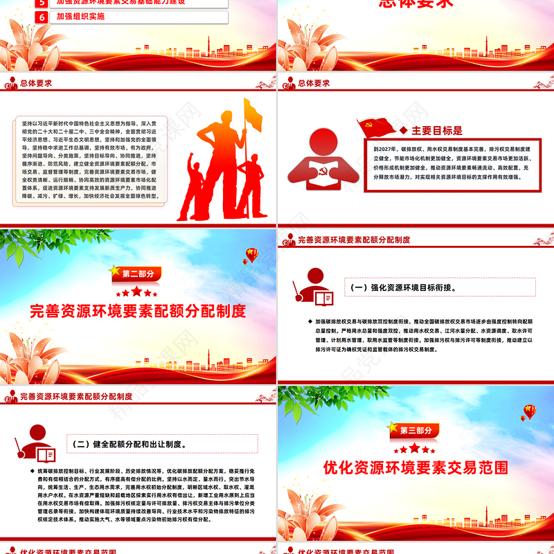 简洁大气关于健全资源环境要素市场化配置体系的意见PPT课件下载
