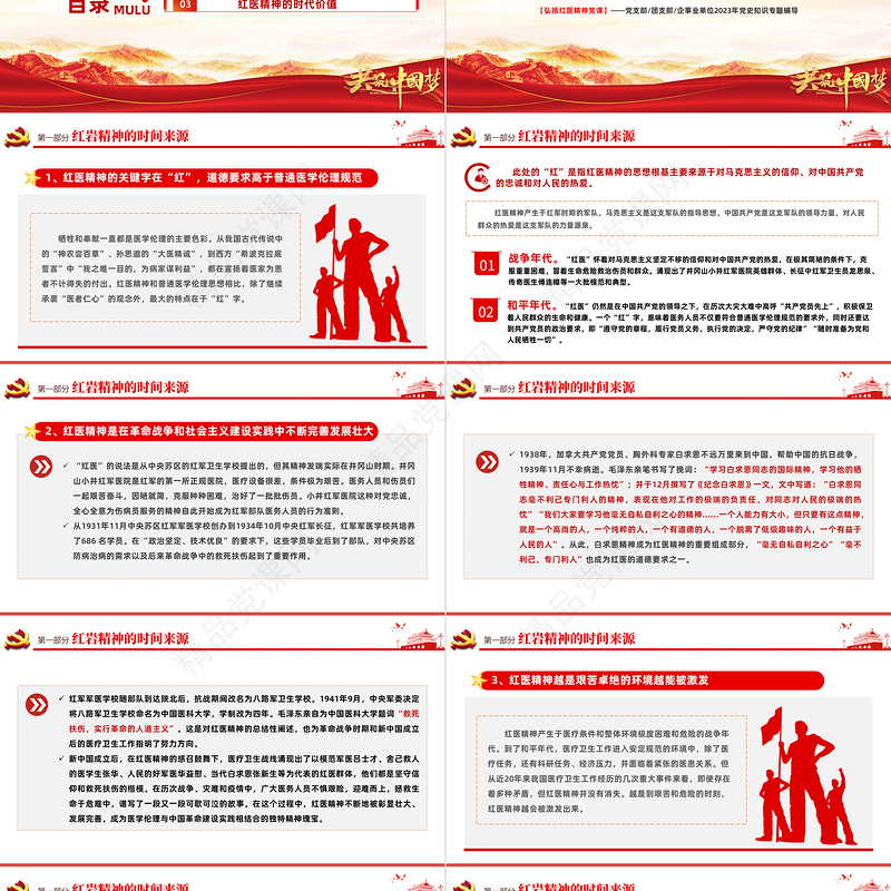 弘扬红医精神PPT优质简约红医精神的特征内涵与时代价值医疗系统党课课件